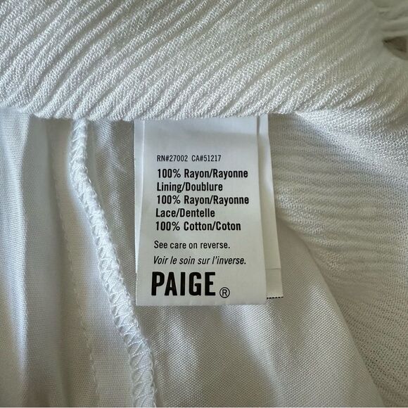 PAIGE Odelise Boho Peasant Style White Long Sleeve Ruffle Trim Dress Size M - Picture 7 of 9